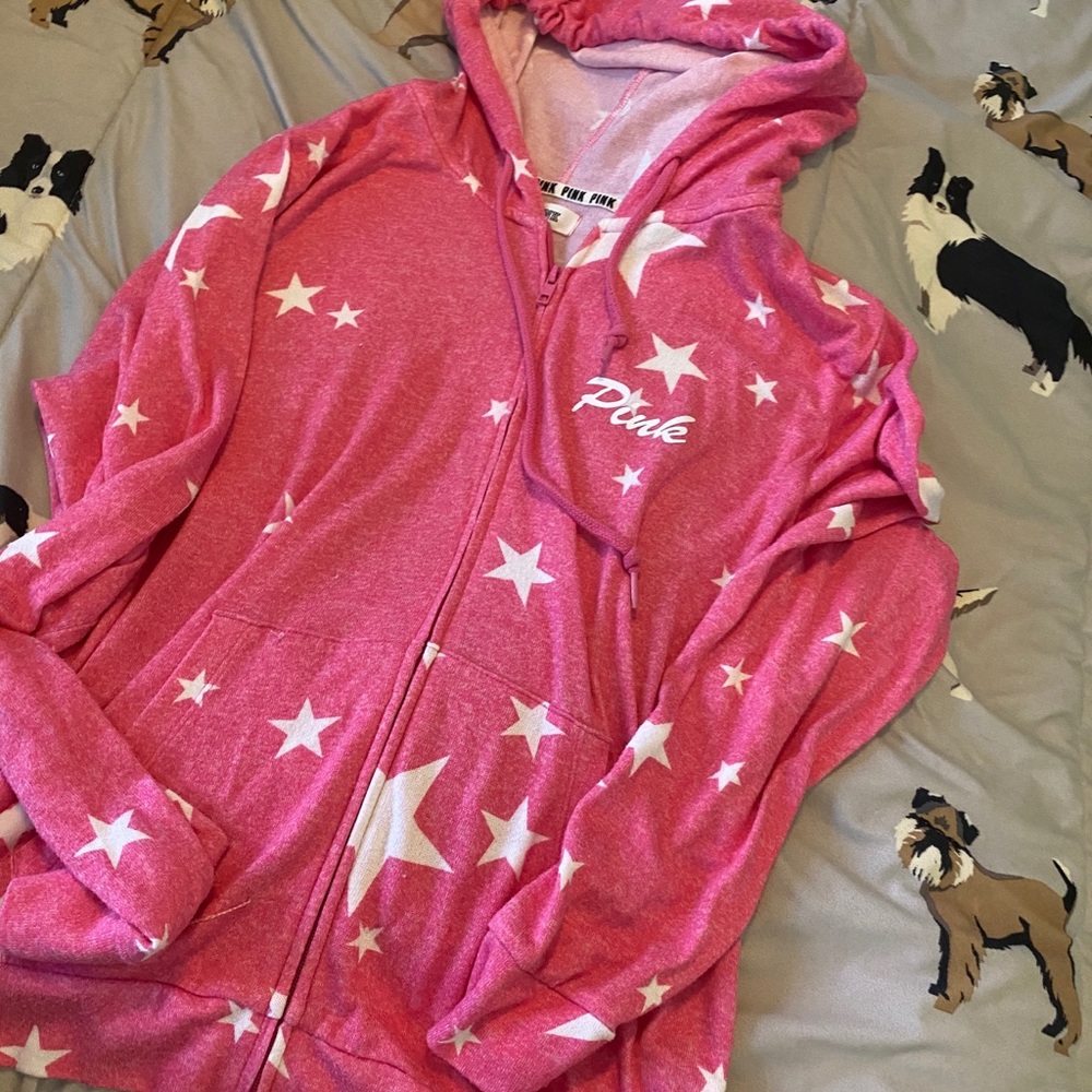 Vs pink lightweight star hoodie soft large